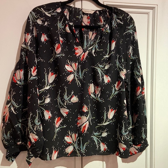Rebecca Taylor Silk Blend Puffy Sleeve Top - Picture 2 of 5
